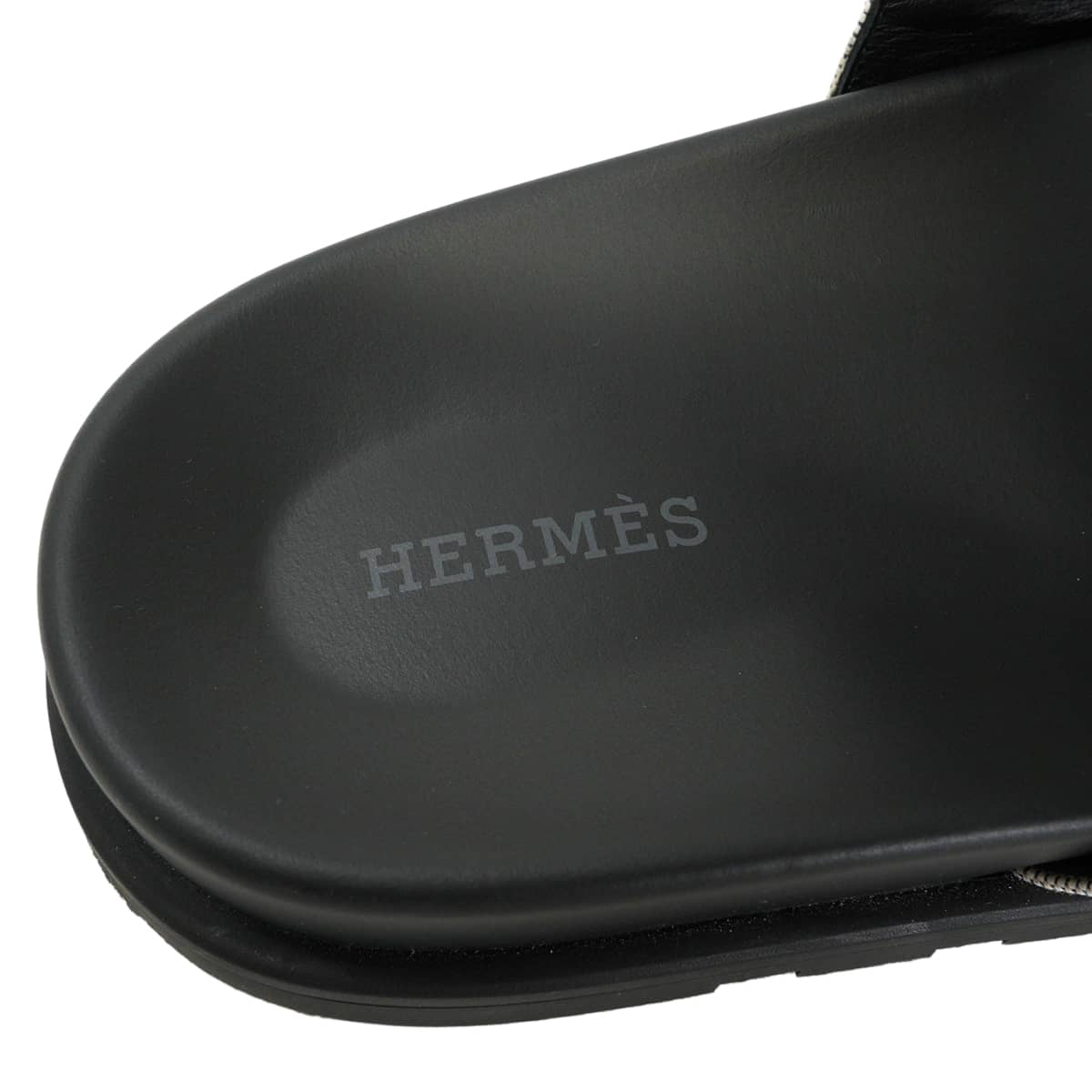 [Pre-loved] HERMES sandals Men's Chypre Prunoir/Noir (Black) Toile H calf #41 Silver HW H231819ZH[LIKE NEW][Authentic]