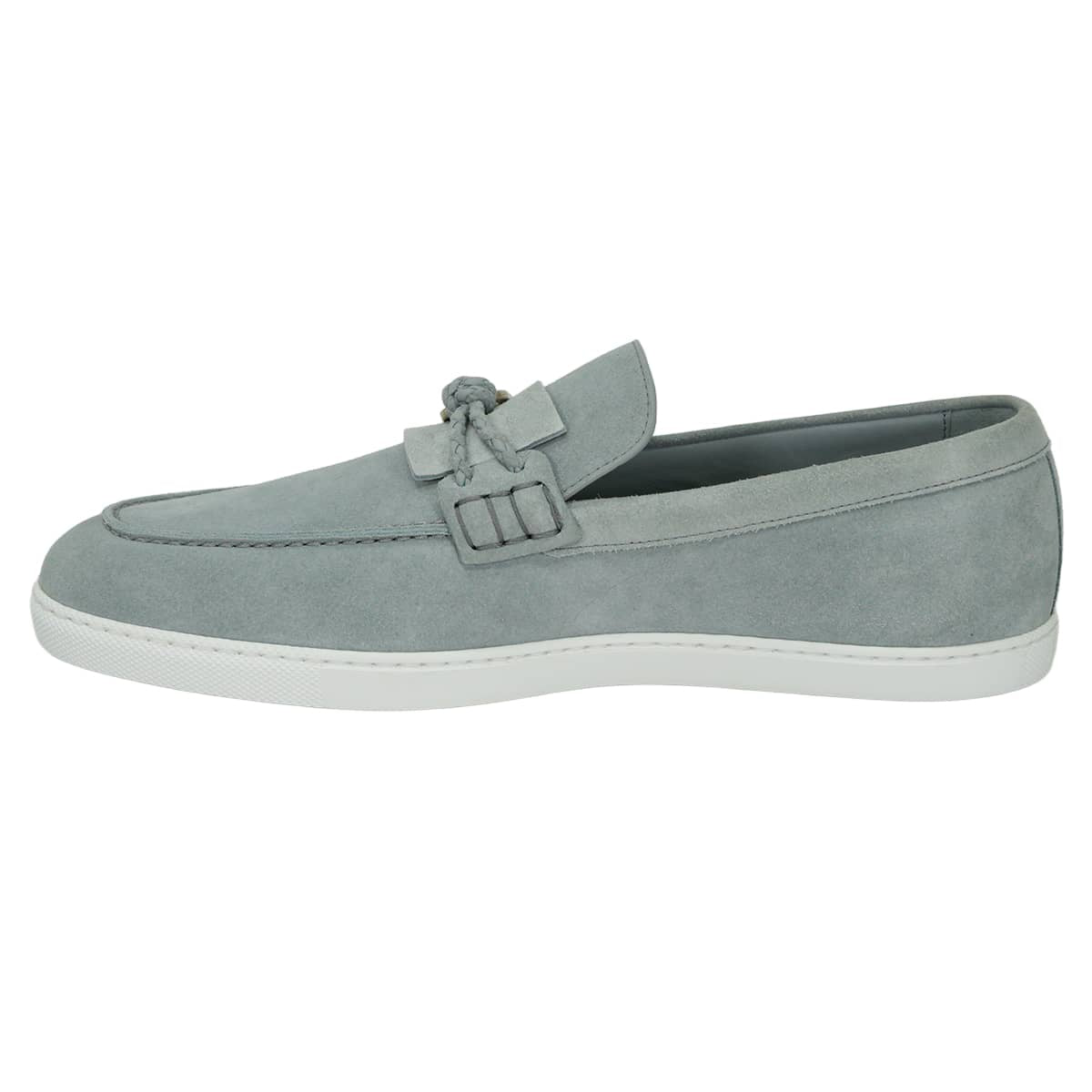 HERMES Moccasins Men's Shoes Ignacio Chaine d'AncreGris Nuage Veau Velours #42 Silver HW H6241926ZA[EXCELLENT][Authentic]