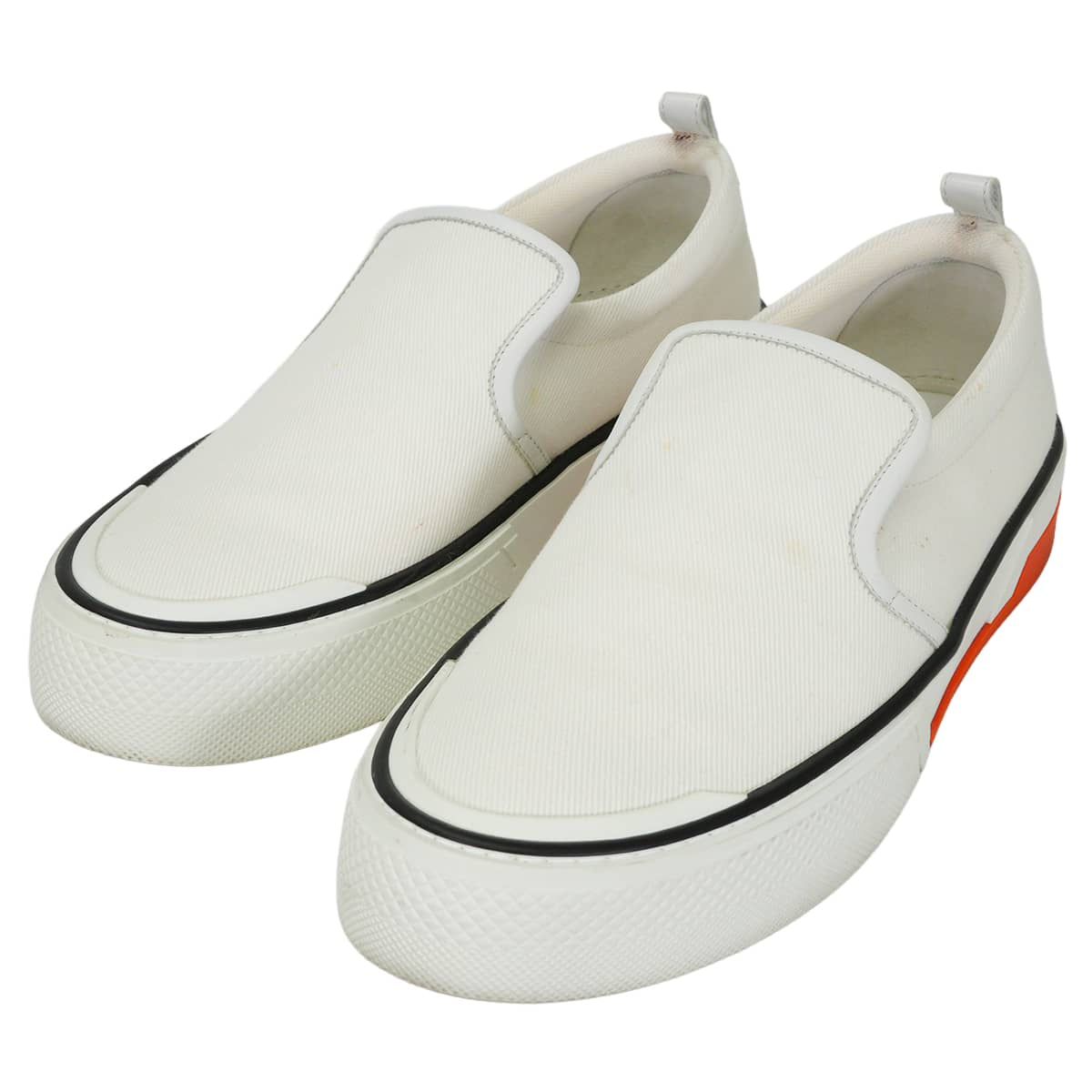 [Pre-loved] HERMES slip on Men's Sneakers GLISS Blanc (White) Cotton calf #43 H231708ZH[LIKE NEW][Authentic]