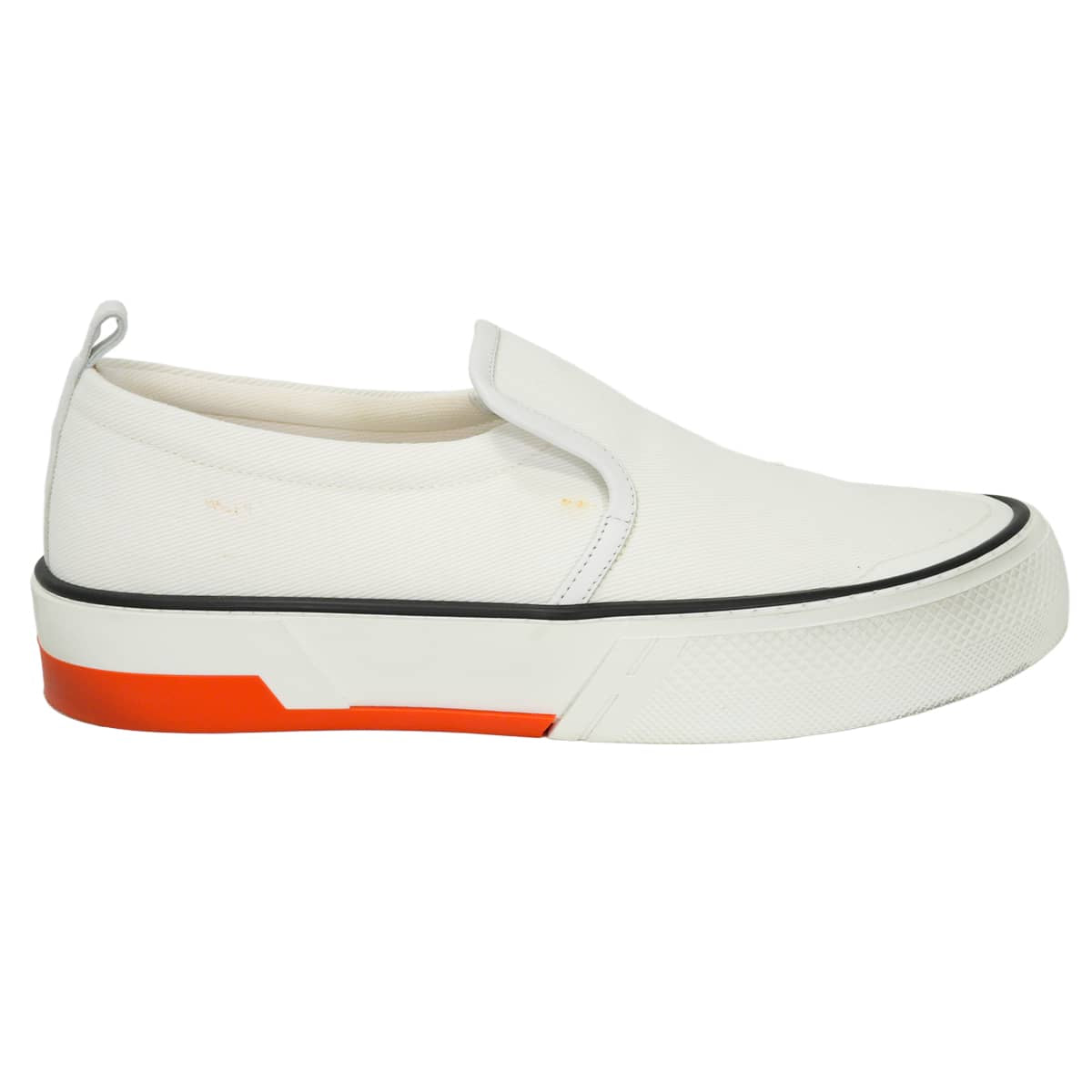[Pre-loved] HERMES slip on Men's Sneakers GLISS Blanc (White) Cotton calf #43 H231708ZH[LIKE NEW][Authentic]