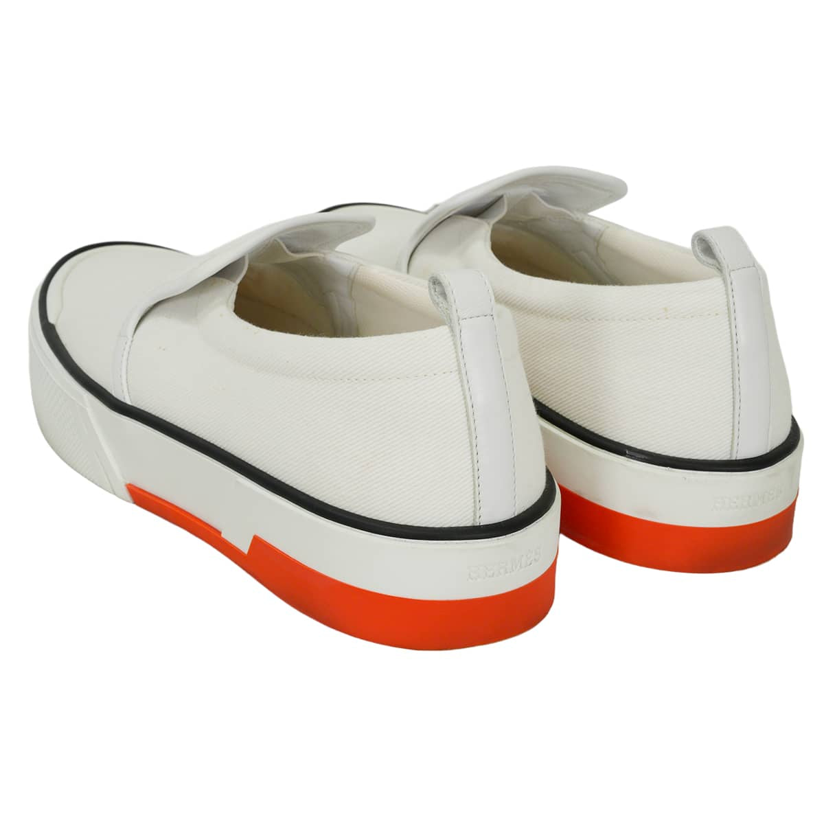 [Pre-loved] HERMES slip on Men's Sneakers GLISS Blanc (White) Cotton calf #43 H231708ZH[LIKE NEW][Authentic]