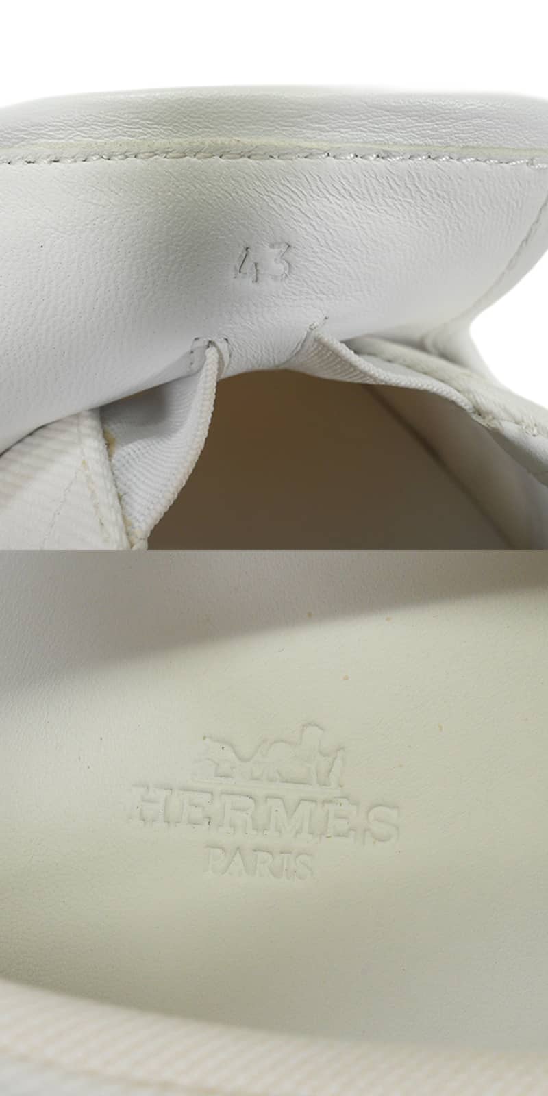 [Pre-loved] HERMES slip on Men's Sneakers GLISS Blanc (White) Cotton calf #43 H231708ZH[LIKE NEW][Authentic]