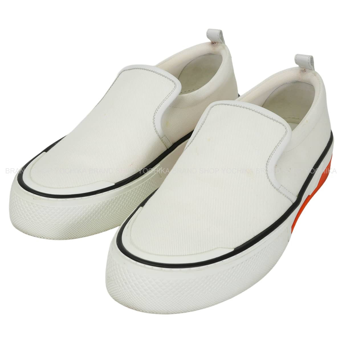 [Pre-loved] HERMES slip on Men's Sneakers GLISS Blanc (White) Cotton calf #43 H231708ZH[LIKE NEW][Authentic]