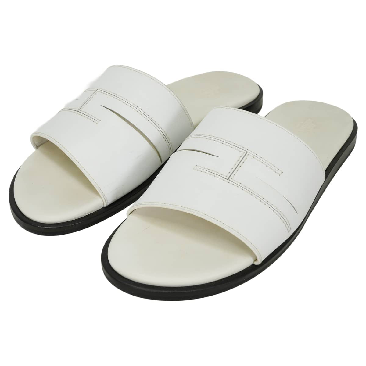 [Pre-loved] HERMES sandals Men's H Stitch Blanc (White) calf #41 H172380ZH[LIKE NEW][Authentic]