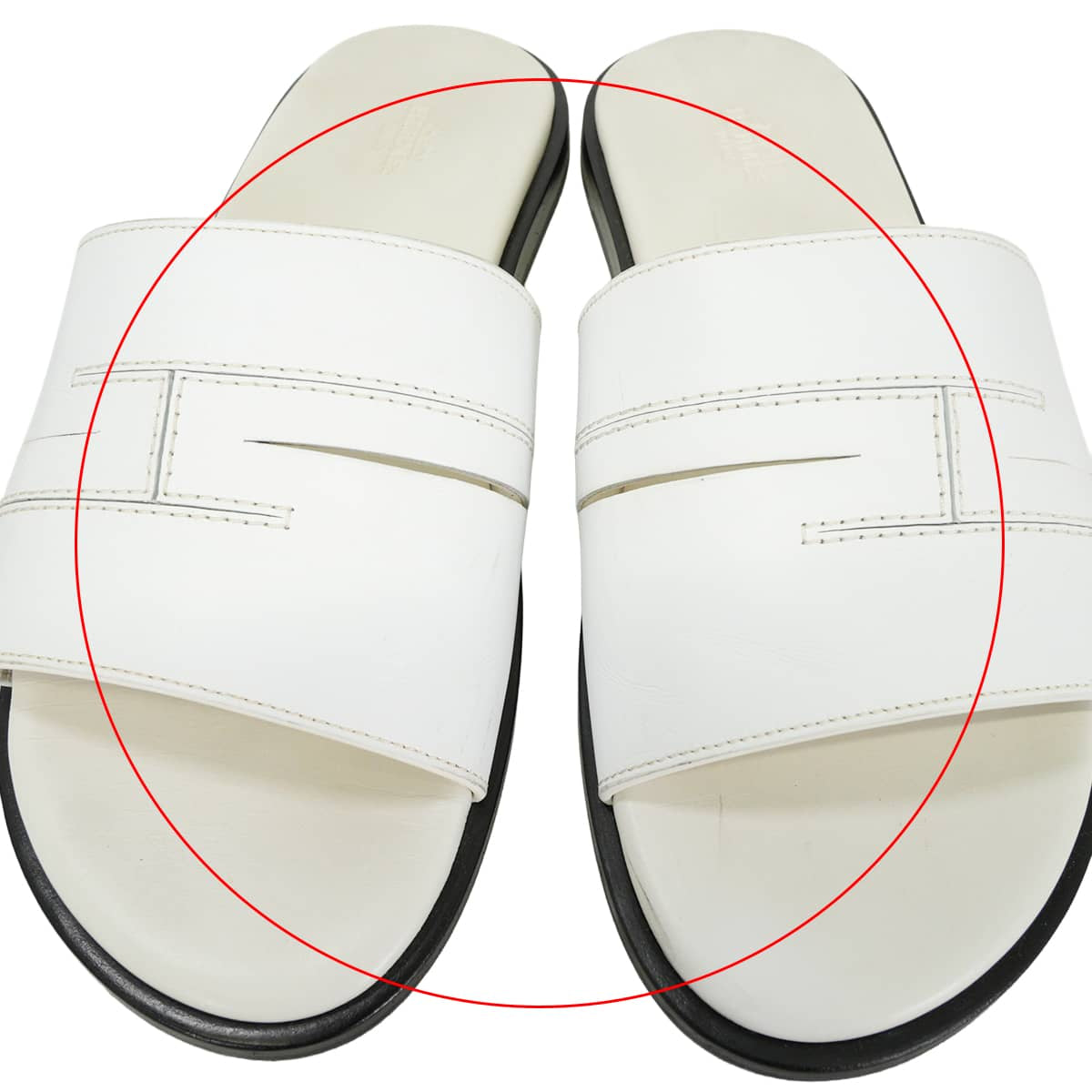 [Pre-loved] HERMES sandals Men's H Stitch Blanc (White) calf #41 H172380ZH[LIKE NEW][Authentic]