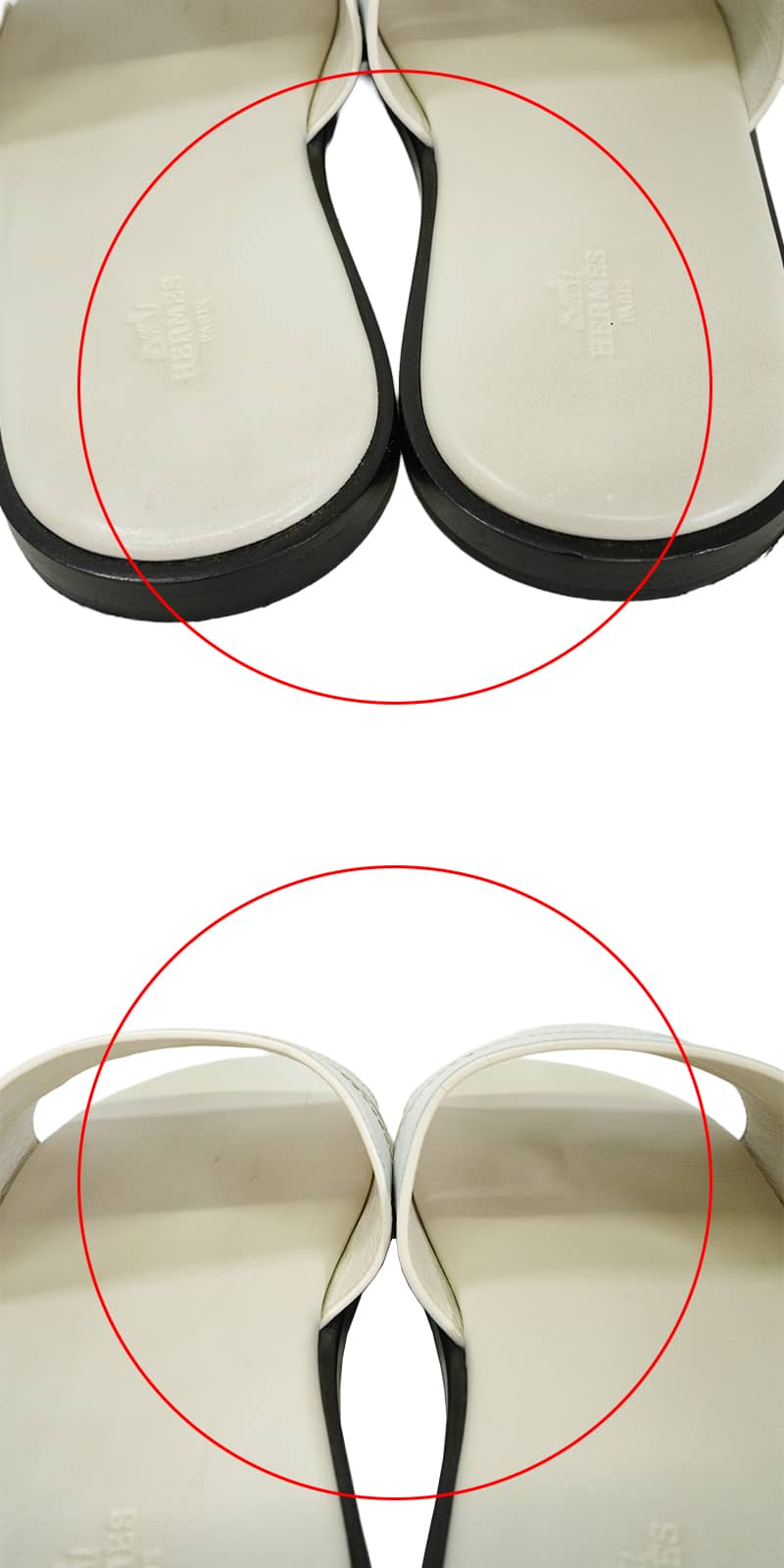 [Pre-loved] HERMES sandals Men's H Stitch Blanc (White) calf #41 H172380ZH[LIKE NEW][Authentic]