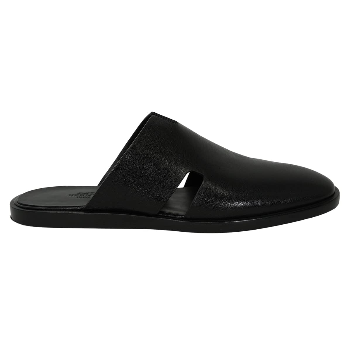 [Pre-loved] HERMES sandals Men's Slip-ons Izmir Mules Noir (Black) Chevre #40 H221839ZH[LIKE NEW][Authentic]