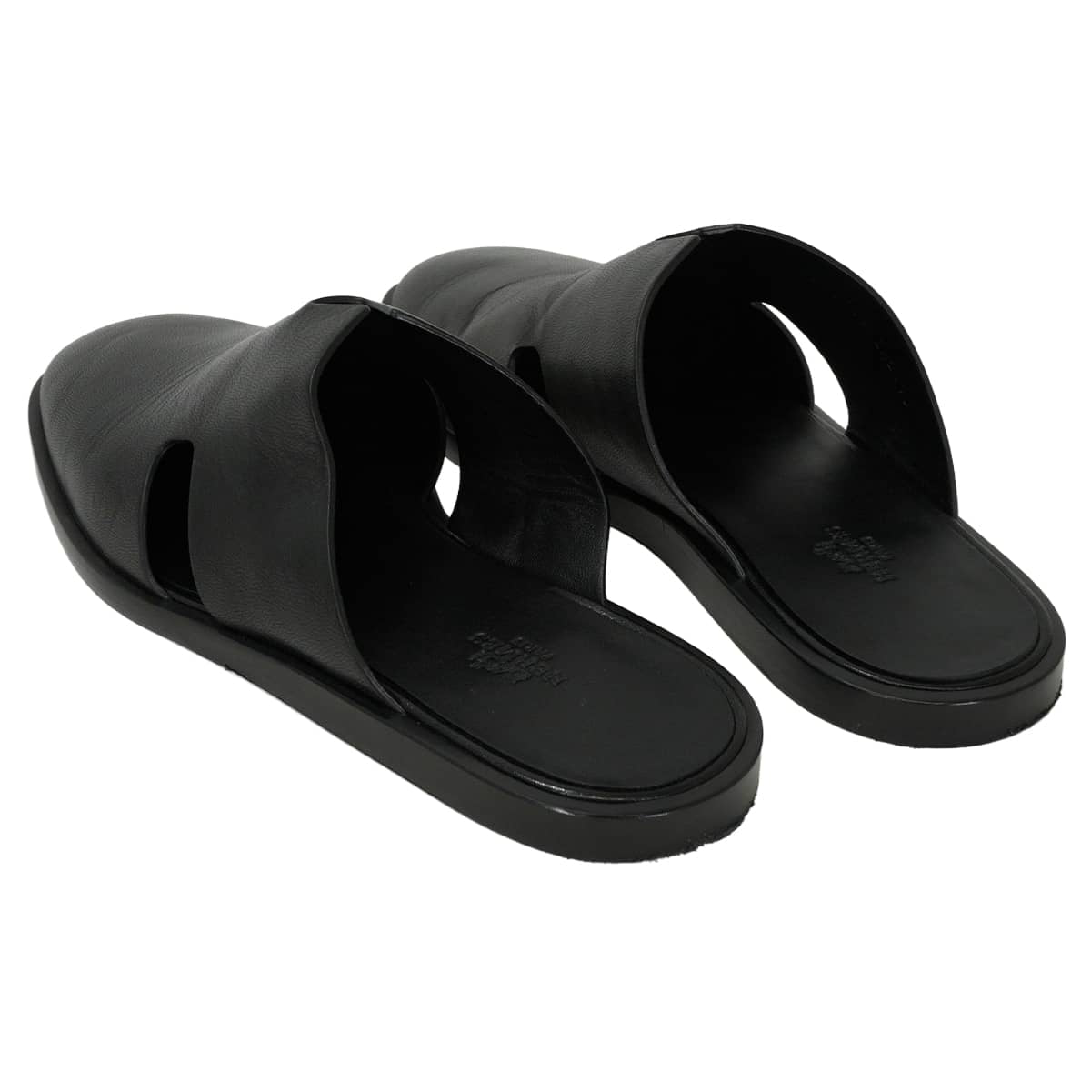 [Pre-loved] HERMES sandals Men's Slip-ons Izmir Mules Noir (Black) Chevre #40 H221839ZH[LIKE NEW][Authentic]