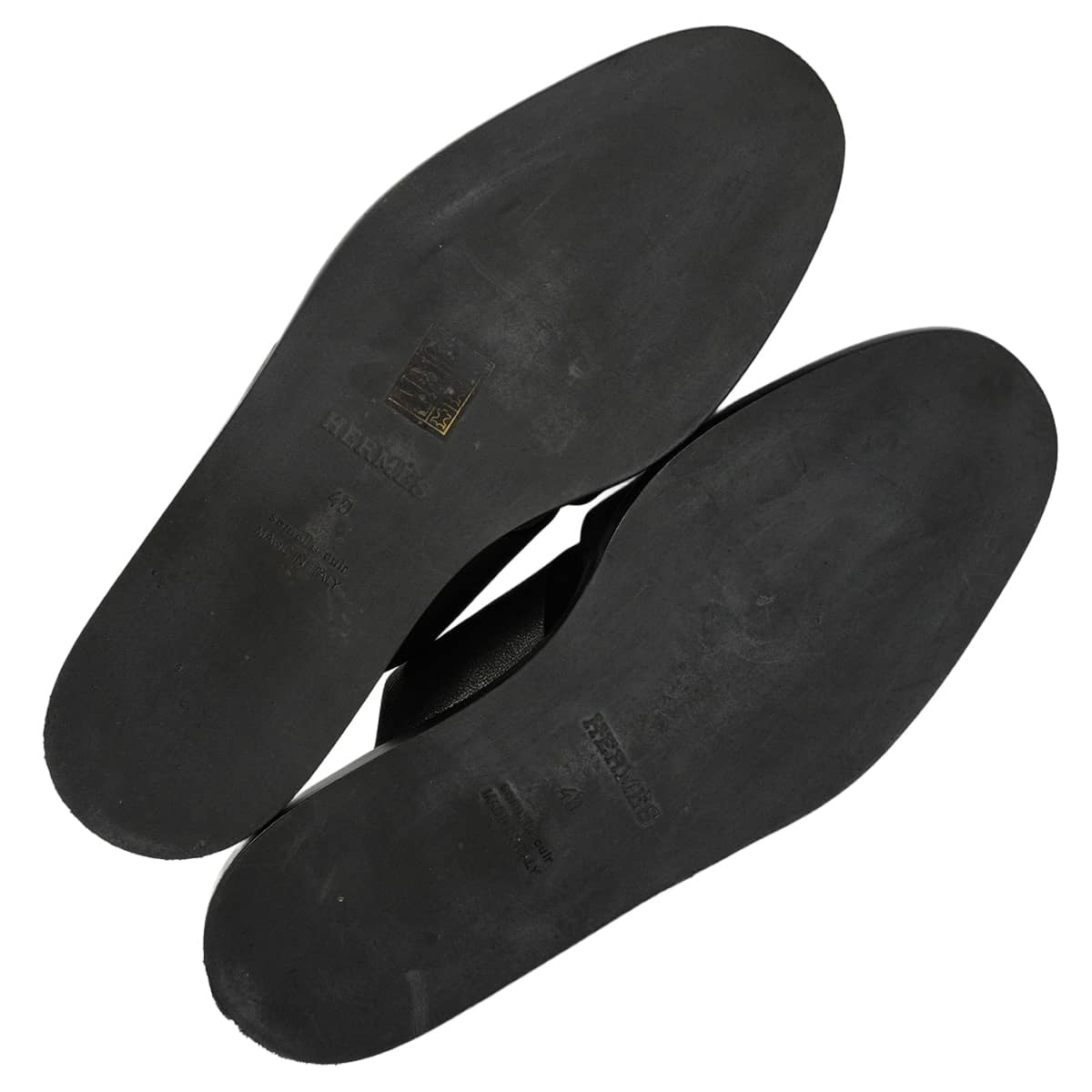 [Pre-loved] HERMES sandals Men's Slip-ons Izmir Mules Noir (Black) Chevre #40 H221839ZH[LIKE NEW][Authentic]