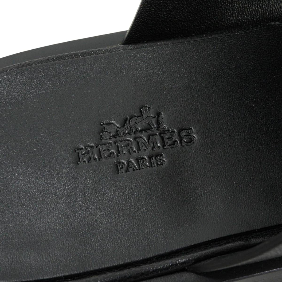 [Pre-loved] HERMES sandals Men's Slip-ons Izmir Mules Noir (Black) Chevre #40 H221839ZH[LIKE NEW][Authentic]