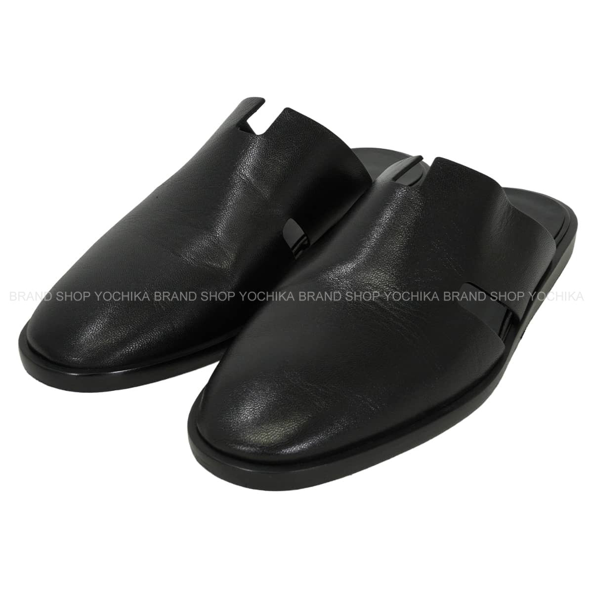 [Pre-loved] HERMES sandals Men's Slip-ons Izmir Mules Noir (Black) Chevre #40 H221839ZH[LIKE NEW][Authentic]