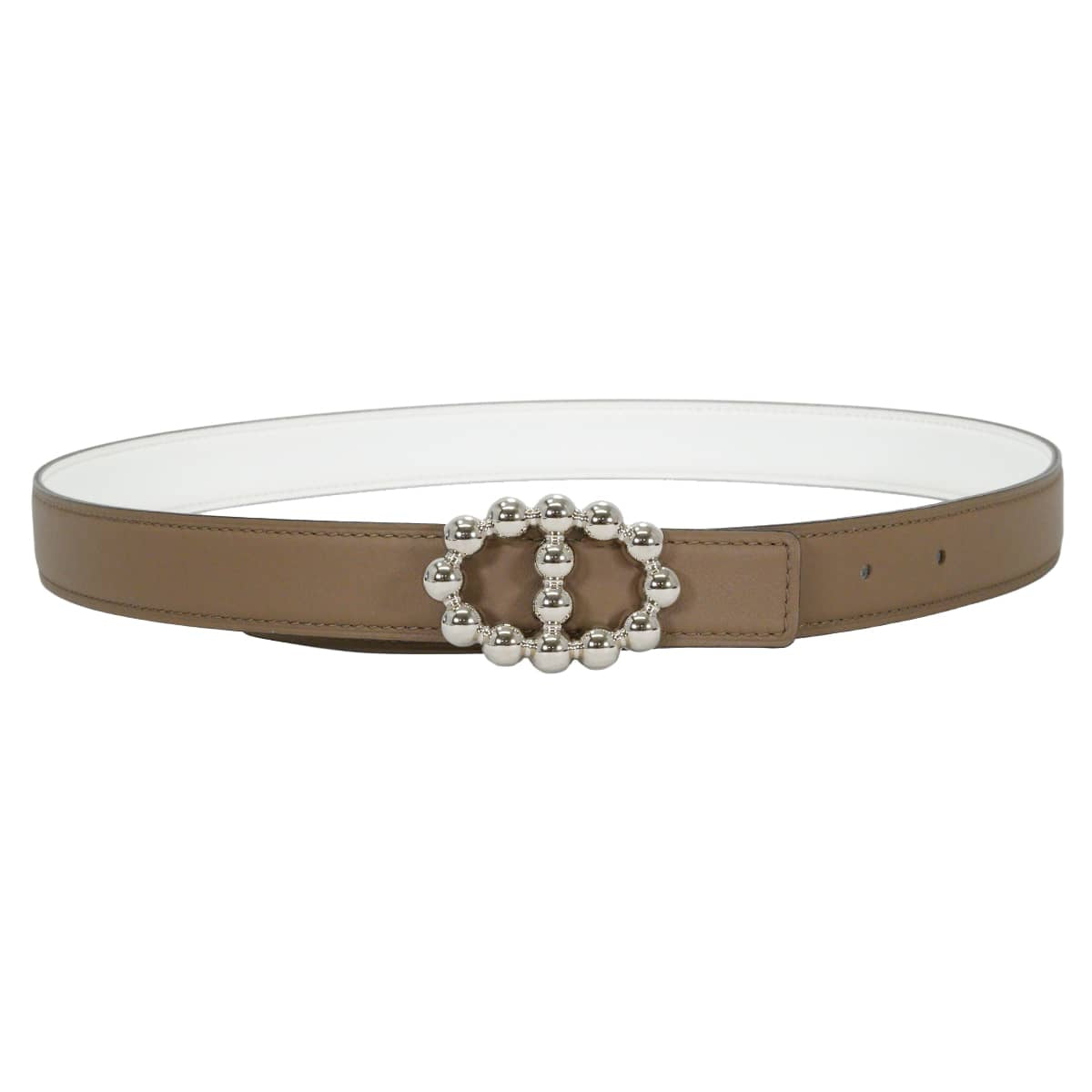 HERMES belt 24 Chaine d'Ancre Maillon Bubble Beige de Weimar/Blanc (White) Veau Swift/Veau Epsom #80 Silver HW Stamp U[ALMOST NEW][Authentic]