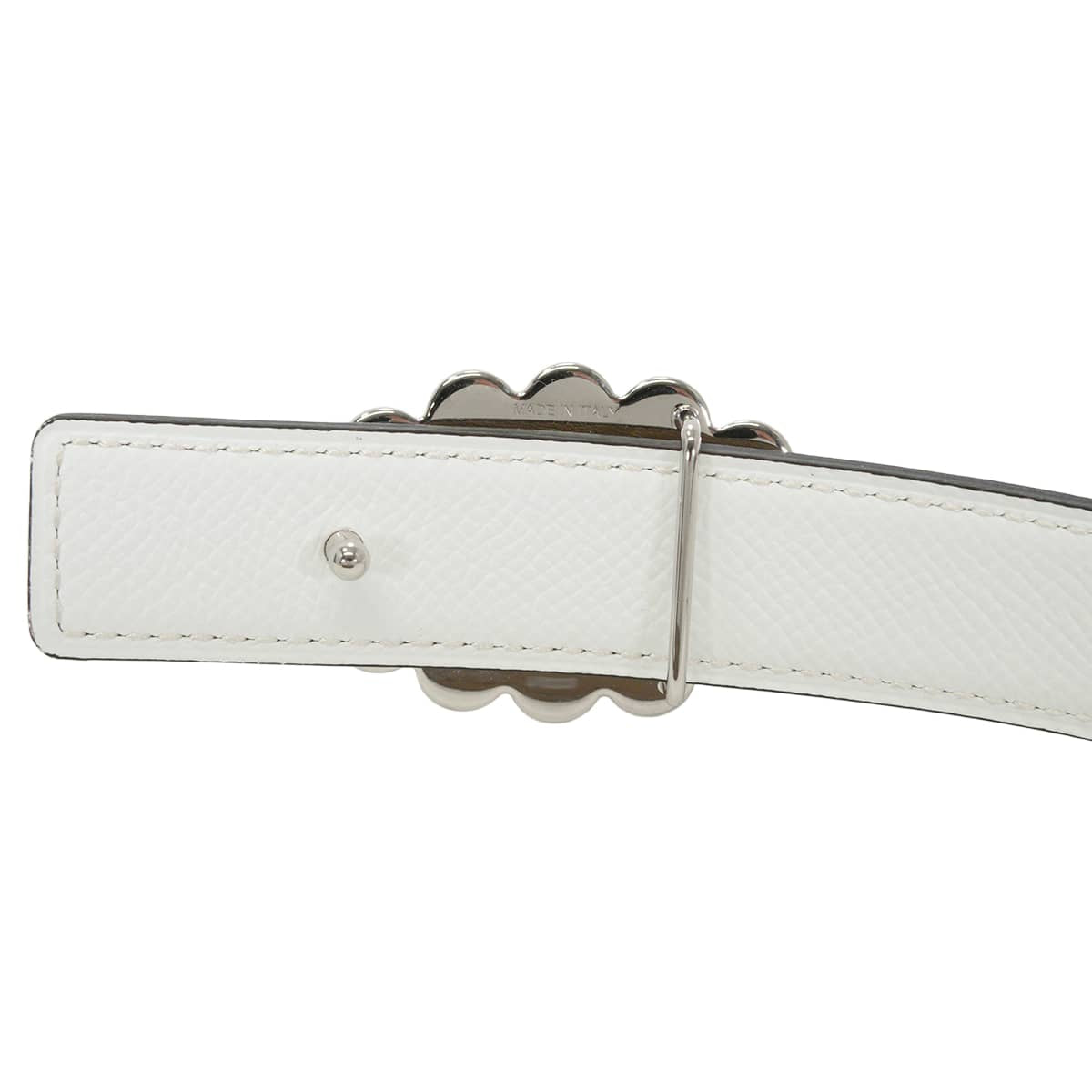 HERMES belt 24 Chaine d'Ancre Maillon Bubble Beige de Weimar/Blanc (White) Veau Swift/Veau Epsom #80 Silver HW Stamp U[ALMOST NEW][Authentic]