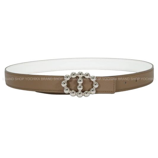 HERMES belt 24 Chaine d'Ancre Maillon Bubble Beige de Weimar/Blanc (White) Veau Swift/Veau Epsom #80 Silver HW Stamp U[ALMOST NEW][Authentic]