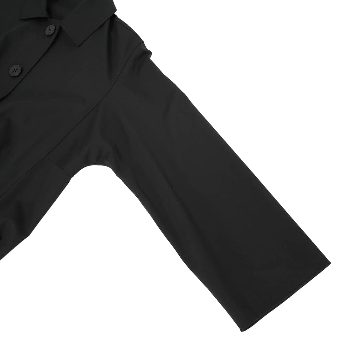 HERMES Long sleeve shirt Women's large Sellier buttons Noir (Black) Virgin Wool #40[EXCELLENT][Authentic]