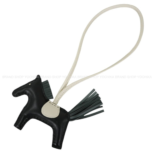 HERMES bag charm Rodeo PM Noir (Black)/Vert Mangrove/Craie Agneau Milo Stamp K[BRAND NEW][Authentic]