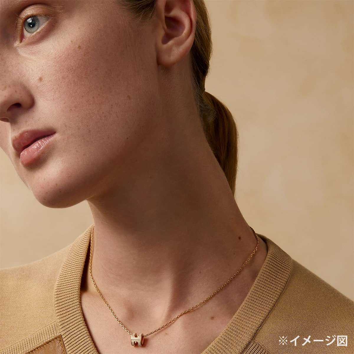 HERMES necklace Mini Pop H Pendant Rose Dragee Rose Gold plated/Lacquer[BRAND NEW][Authentic]