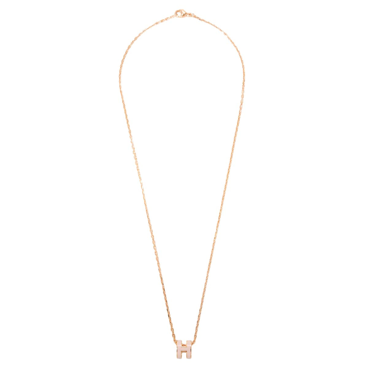 HERMES necklace Mini Pop H Pendant Rose Dragee Rose Gold plated/Lacquer[BRAND NEW][Authentic]