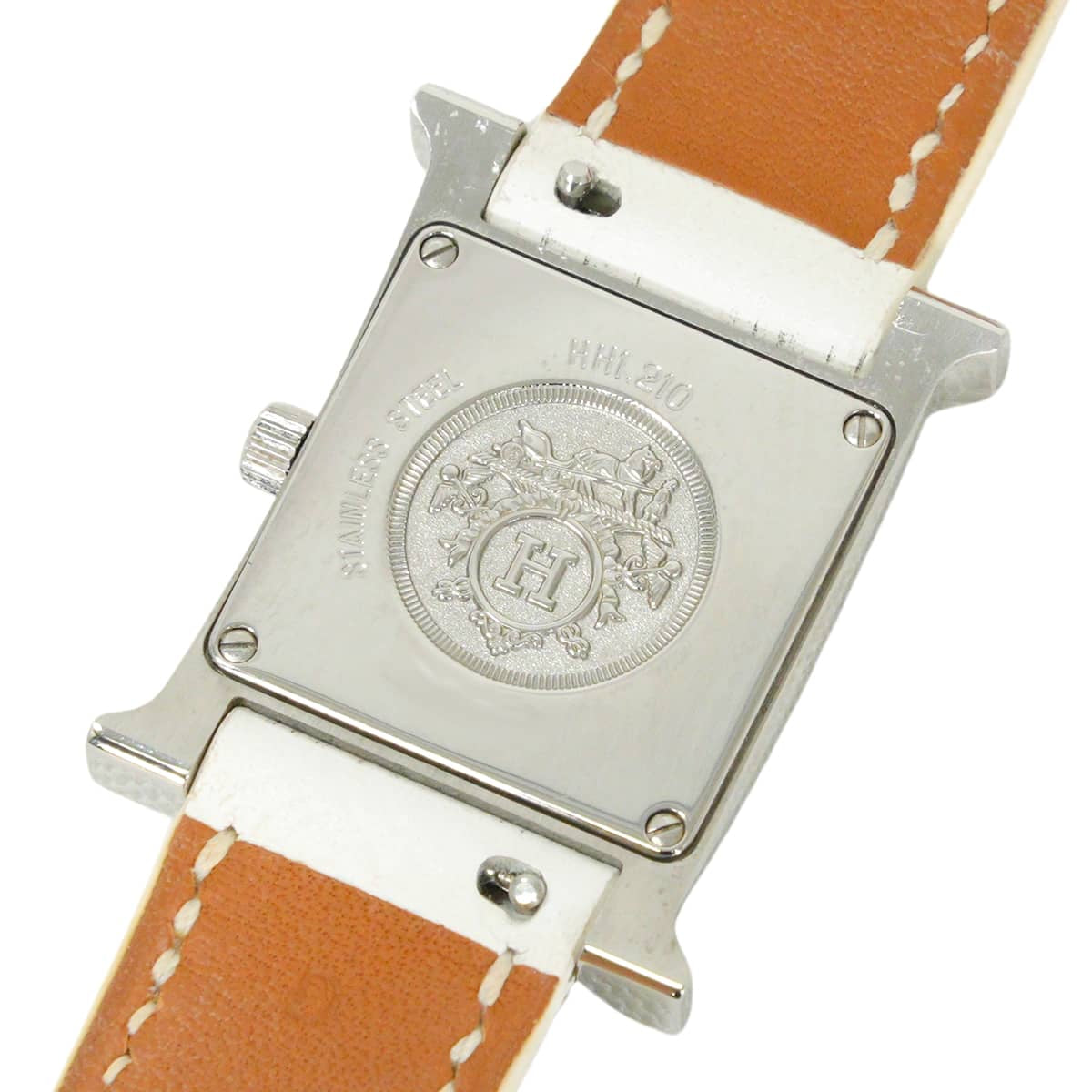 [Pre-loved] HERMES Watches H Watch PM 25mm HH1.210 Blanc (White) Stainless steel/Veau Epsom Silver HW Stamp D[LIKE NEW][Authentic]