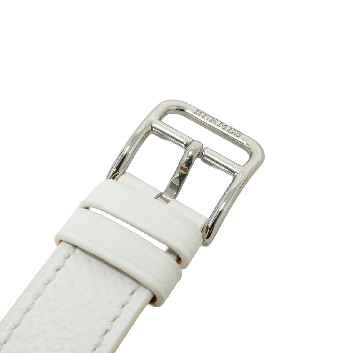 [Pre-loved] HERMES Watches H Watch PM 25mm HH1.210 Blanc (White) Stainless steel/Veau Epsom Silver HW Stamp D[LIKE NEW][Authentic]