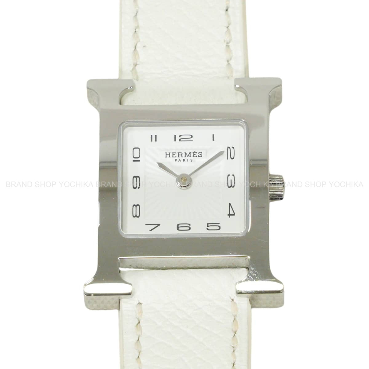 [Pre-loved] HERMES Watches H Watch PM 25mm HH1.210 Blanc (White) Stainless steel/Veau Epsom Silver HW Stamp D[LIKE NEW][Authentic]
