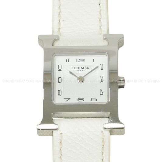 [Pre-loved] HERMES Watches H Watch PM 25mm HH1.210 Blanc (White) Stainless steel/Veau Epsom Silver HW Stamp D[LIKE NEW][Authentic]