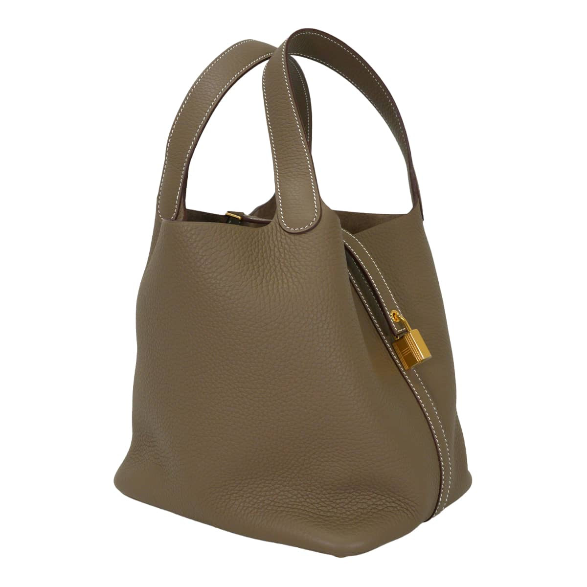 HERMES Handbag Picotin Lock 22 MM Etoupe Taurillon Clemence Gold HW Stamp G[BRAND NEW][Authentic]