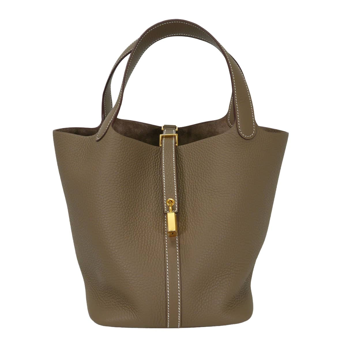 HERMES Handbag Picotin Lock 22 MM Etoupe Taurillon Clemence Gold HW Stamp G[BRAND NEW][Authentic]