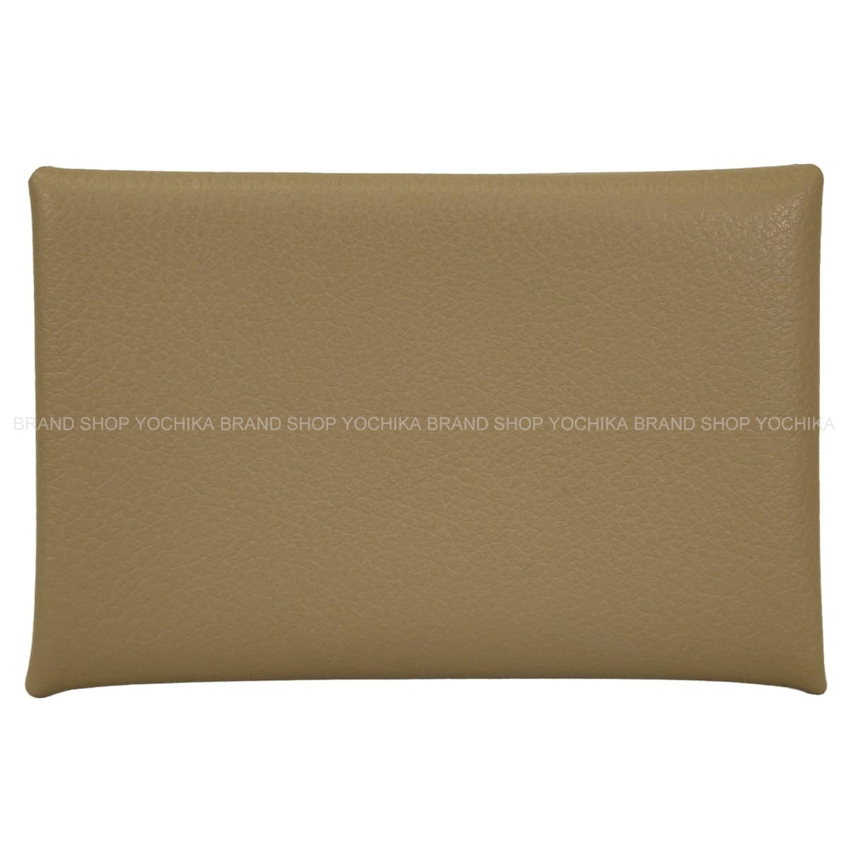 HERMES card holder Calvi Beige Marfa Evercolor Silver HW Stamp W[EXCELLENT][Authentic]
