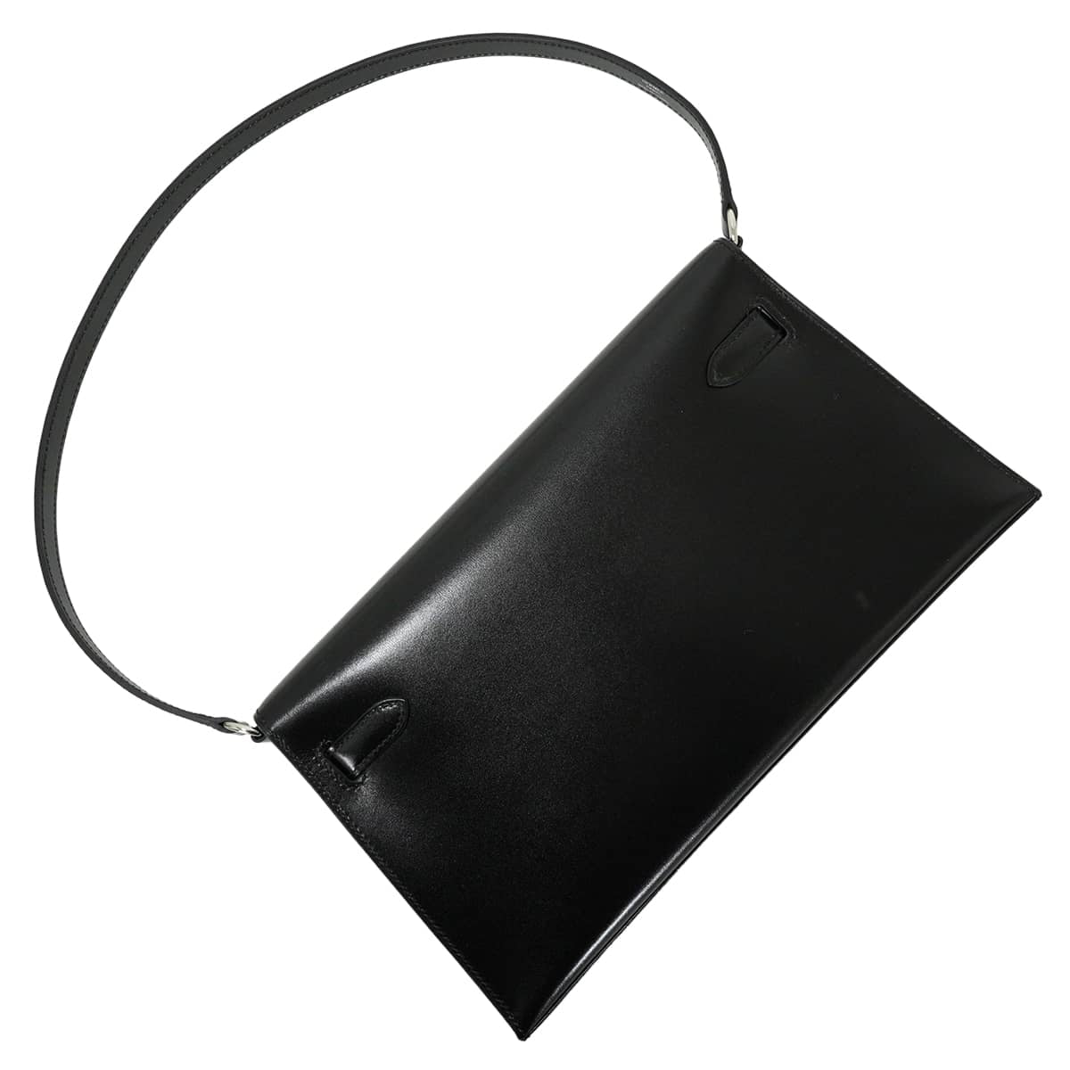 HERMES Clutch bag Kelly Elan Noir (Black) Box Calf Silver HW Stamp K[EXCELLENT][Authentic]
