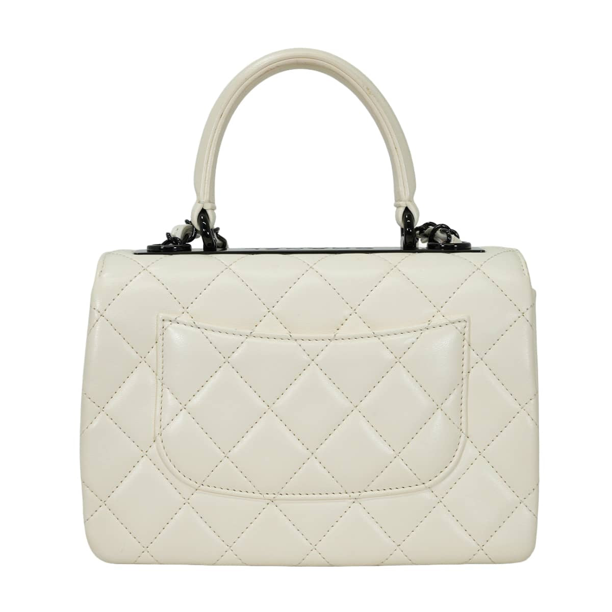 [Pre-loved] 2024AW Limited CHANEL Shoulder bag Matelasse Trendy CC Top-handle Blanc (White) Lambskin Black HW AS4654[LIKE NEW][Authentic]