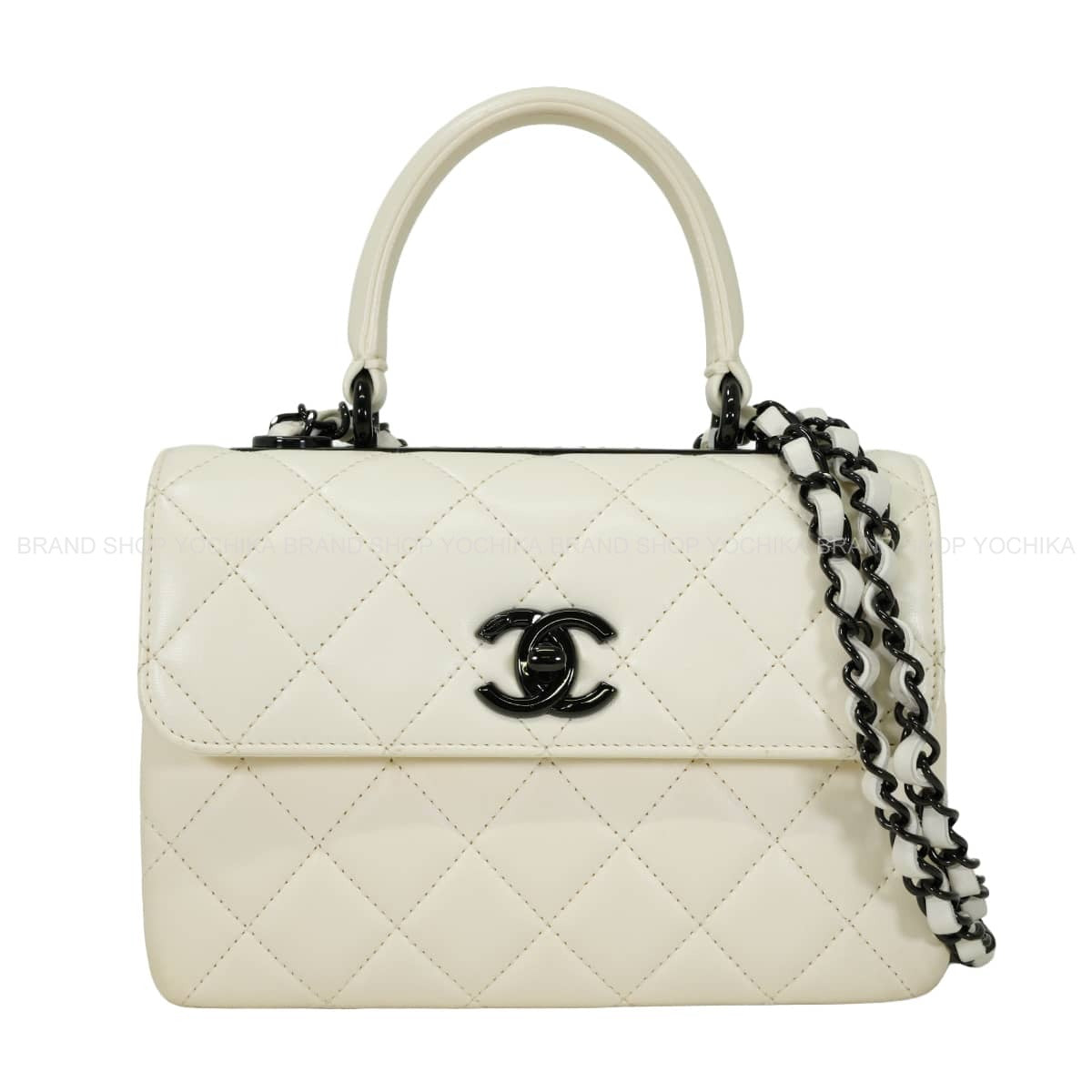 [Pre-loved] 2024AW Limited CHANEL Shoulder bag Matelasse Trendy CC Top-handle Blanc (White) Lambskin Black HW AS4654[LIKE NEW][Authentic]