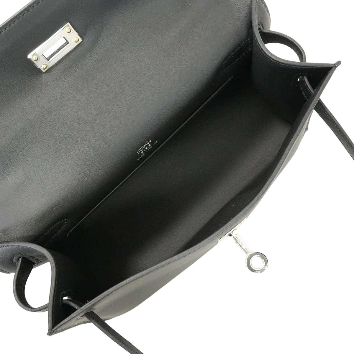 HERMES Handbag Pochette Kelly Noir (Black) Veau Swift Silver HW Stamp G[BRAND NEW][Authentic]