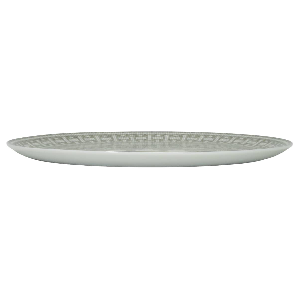 HERMES Plate Tart Platter Mosaique 24 32 cmPlatinum Porcelain P035022P[EXCELLENT][Authentic]