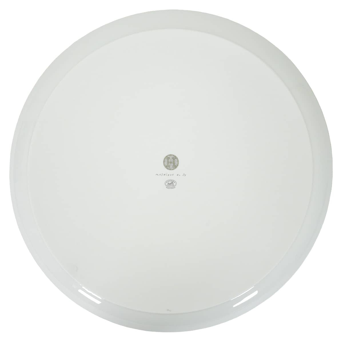 HERMES Plate Tart Platter Mosaique 24 32 cmPlatinum Porcelain P035022P[EXCELLENT][Authentic]