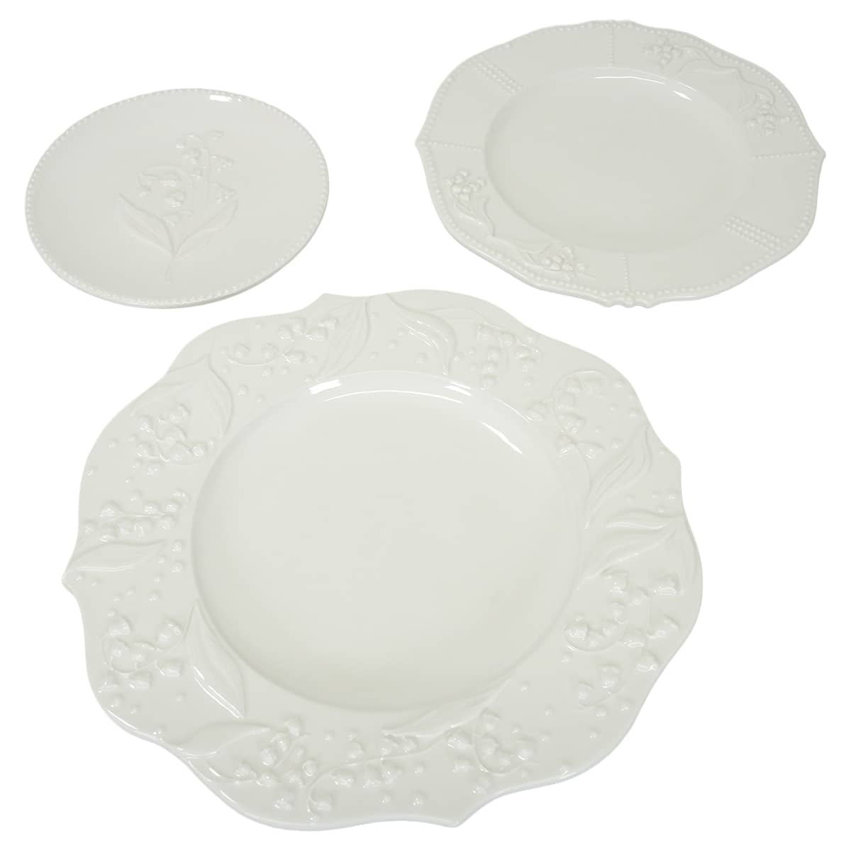 Dior Plate Lily Dior Side Plate Dinner Plate Dessert Plate 3-Piece Set Blanc (White) pottery HYJ01ALD3U_C000/HYJ01ALD1U_C000/HYJ01ALD2U_C000[ALMOST NEW][Authentic]