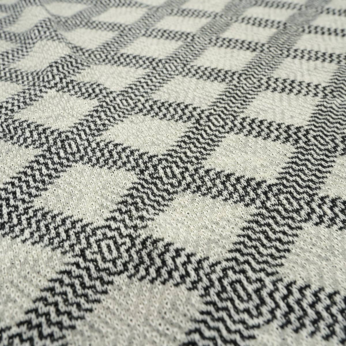 [Pre-loved] LOUIS VUITTON Vests V-neck knit Damier geometric Ivory/Noir (Black)/Grey Linen/Wool/Reyon #M[LIKE NEW][Authentic]