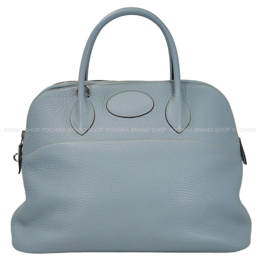 [Pre-loved] HERMES Shoulder bag Bolide35(37) Bleu Lin Taurillon Clemence Silver HW Stamp □Q[USED SA][Authentic]