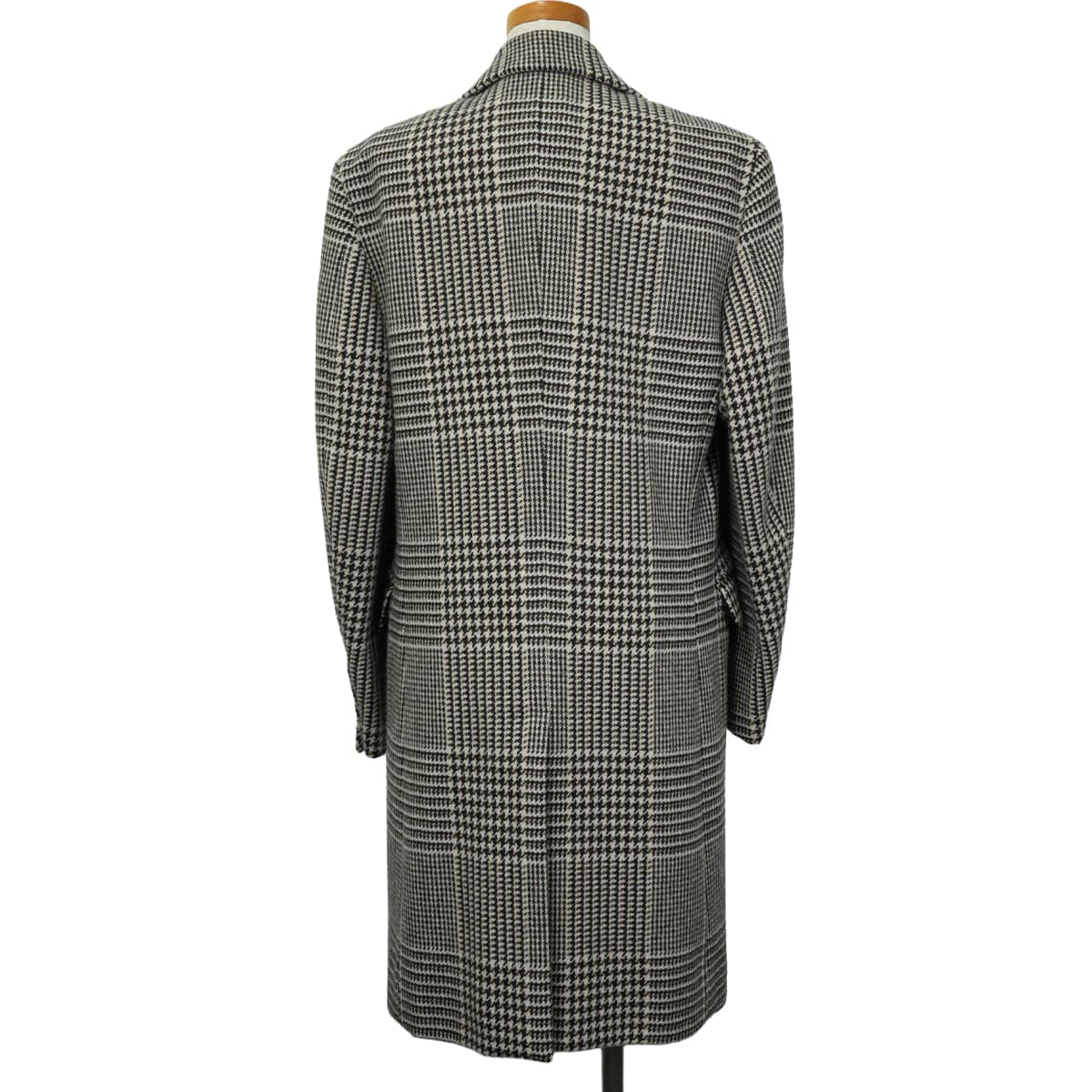 [Pre-loved] 2019AW HERMES Stainless collar coat Men's Glen Check Chesterfield Coat Long Ivory/Brown Wool #46 PT9202[LIKE NEW][Authentic]
