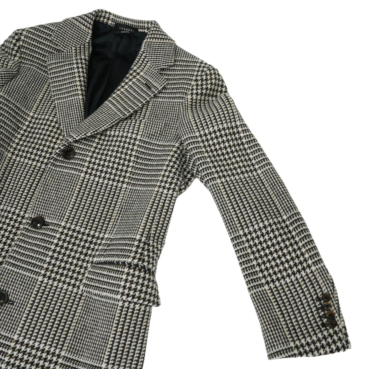 [Pre-loved] 2019AW HERMES Stainless collar coat Men's Glen Check Chesterfield Coat Long Ivory/Brown Wool #46 PT9202[LIKE NEW][Authentic]