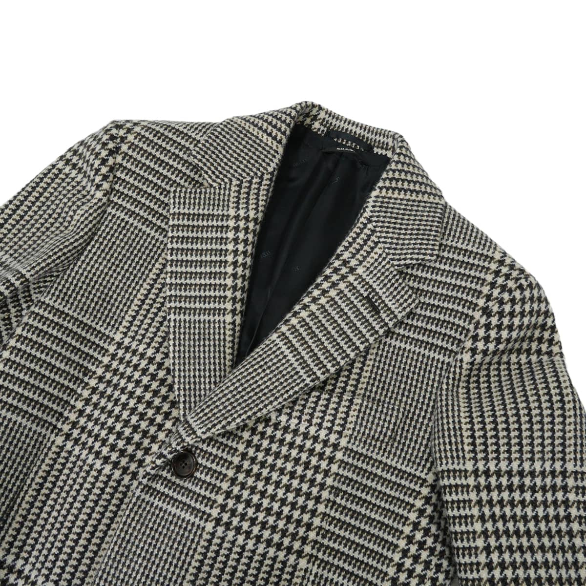 [Pre-loved] 2019AW HERMES Stainless collar coat Men's Glen Check Chesterfield Coat Long Ivory/Brown Wool #46 PT9202[LIKE NEW][Authentic]