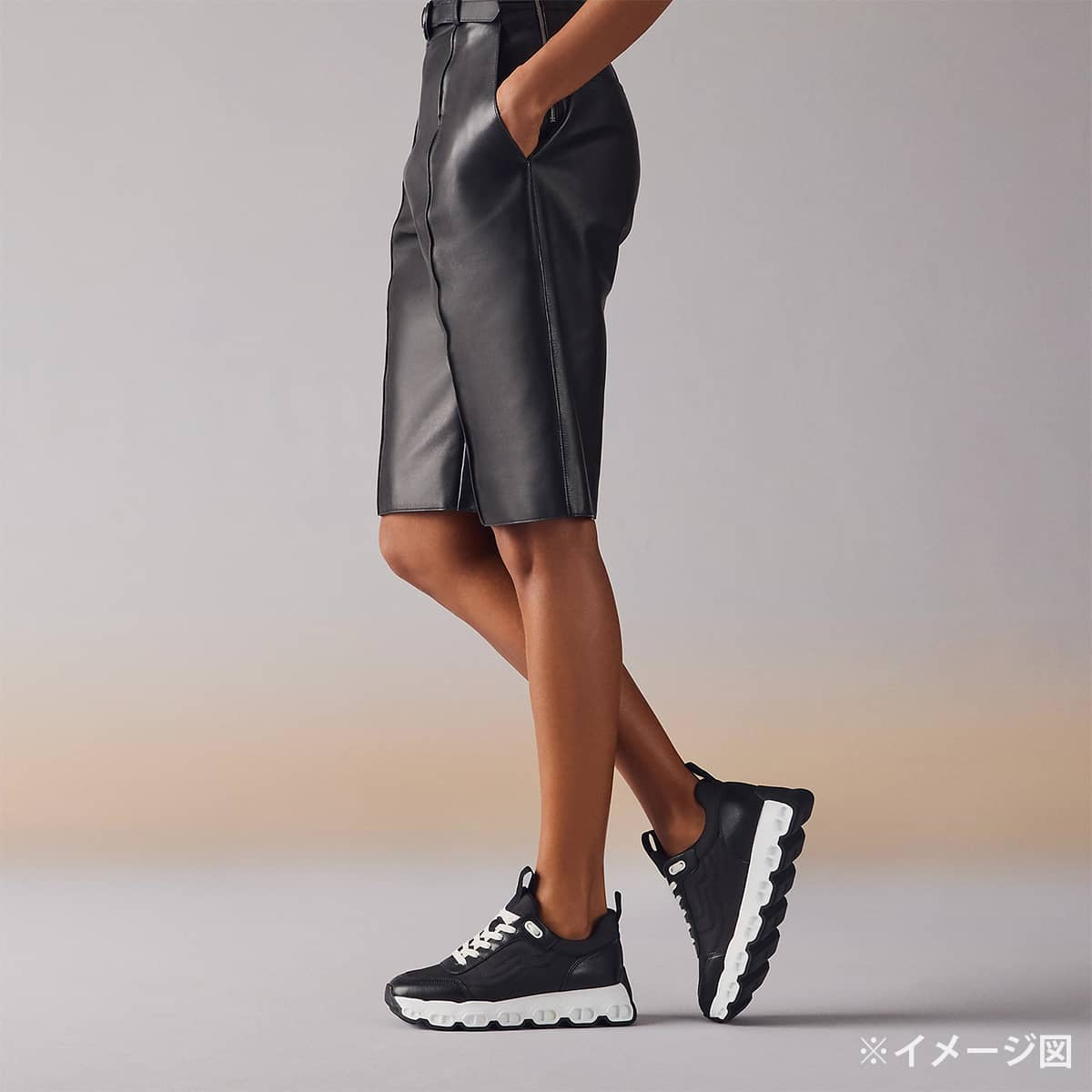 HERMES sneakers Impulse Noir (Black) Parachute Fabric/Chevre Sport #37 H261020Z[EXCELLENT][Authentic]