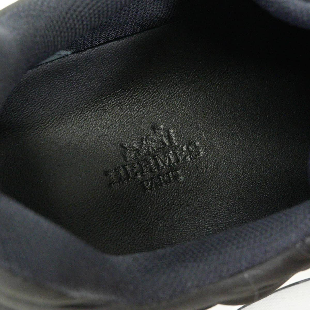 HERMES sneakers Impulse Noir (Black) Parachute Fabric/Chevre Sport #37 H261020Z[EXCELLENT][Authentic]
