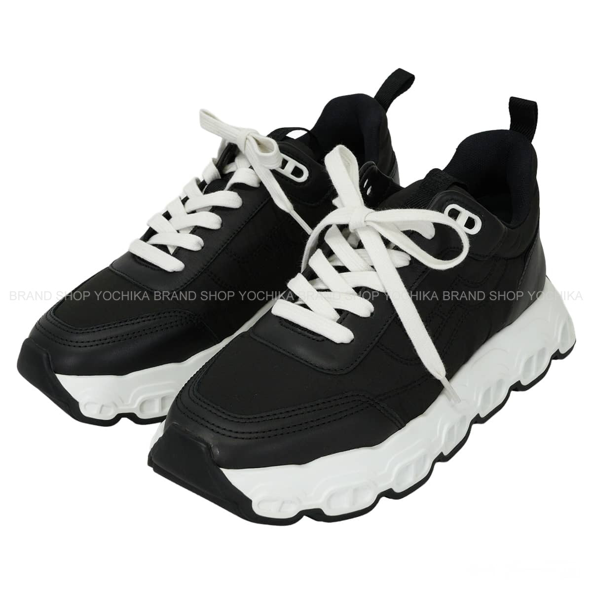 HERMES sneakers Impulse Noir (Black) Parachute Fabric/Chevre Sport #37 H261020Z[EXCELLENT][Authentic]