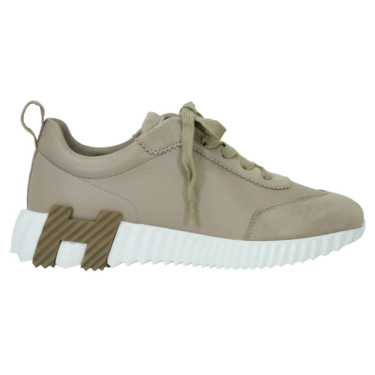 HERMES sneakers BouncingBeige Galet Chevre Sport / Chevre Velours #37.5 H221176Z[EXCELLENT][Authentic]