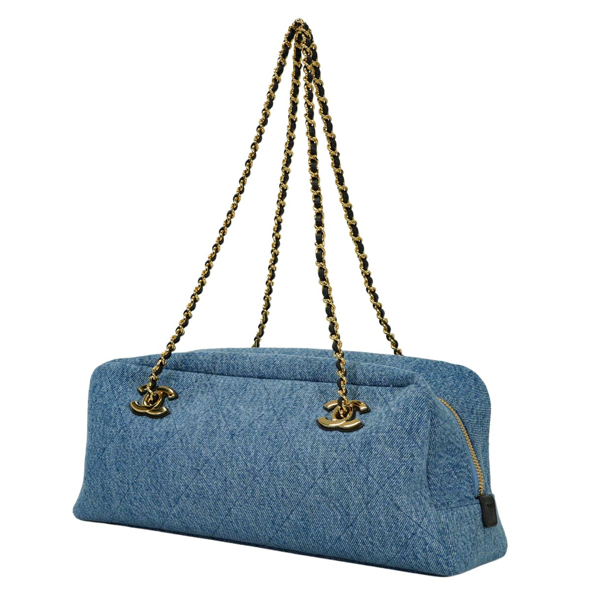 2026AW CHANEL Shoulder bag Bowling Large Matelasse Coco Mark Blue Washed denim Gold HW AS6406[EXCELLENT][Authentic]