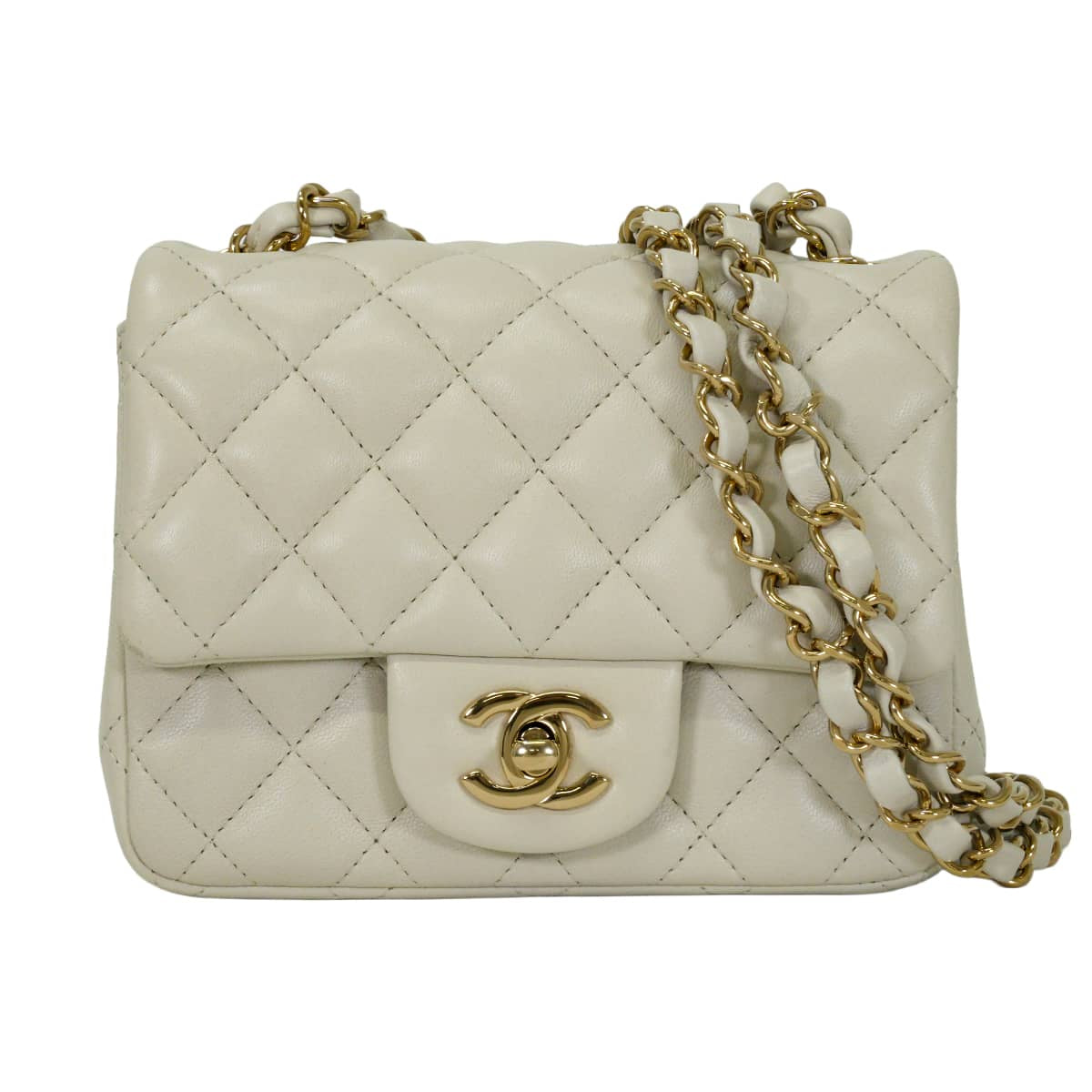CHANEL Shoulder bag Mini Matelasse COCO Mark ChainLight blue Lambskin Champagne Gold HW A35200[EXCELLENT][Authentic]