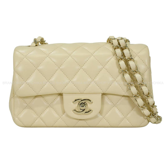 CHANEL Shoulder bag Mini Matelasse 20 Classic Chain Beige Lambskin Champagne Gold HW A69900[BRAND NEW][Authentic]