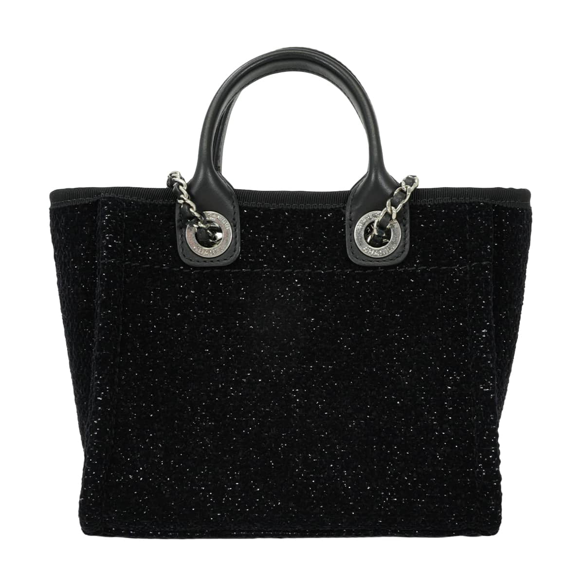 2026AW CHANEL tote bag Deauville Mini Shopping Bag Noir (Black) Metallic tweed canvas/Leather Silver HW A86374[EXCELLENT][Authentic]