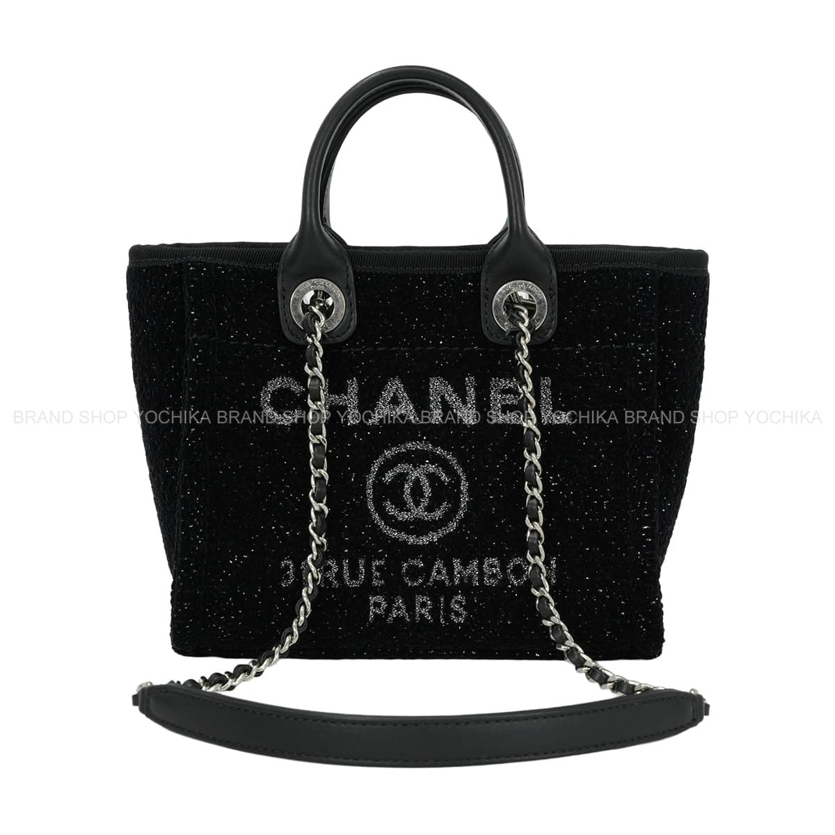 2026AW CHANEL tote bag Deauville Mini Shopping Bag Noir (Black) Metallic tweed canvas/Leather Silver HW A86374[EXCELLENT][Authentic]